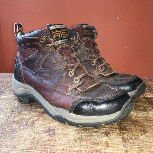 Ariat ATS Terrain Ankle Boot Womens 7 Brown Outdoor Western Endurance Hiking - Picture 1 of 8